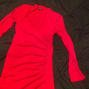 Red long sleeve, mini dress for sale in good condition